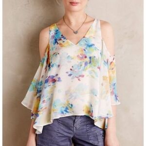 Anthropologie Maeve Silk Watercolor Blouse Top S
